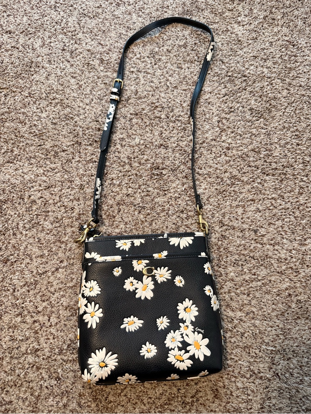 Coach Black Daisy Print Crossbody Bag